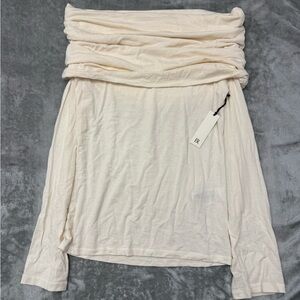 Banana Republic Cream XS Luxe Wool-Blend Off-Shoulder Top